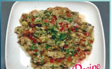 baingan, yogurt, tomato sauce