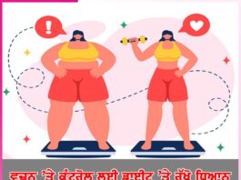 Diet Tips: ਵਜ਼ਨ ’ਤੇ ਕੰਟਰੋਲ ਲਈ ਡਾਈਟ ’ਤੇ ਰੱਖੋ ਧਿਆਨ Diet Tips